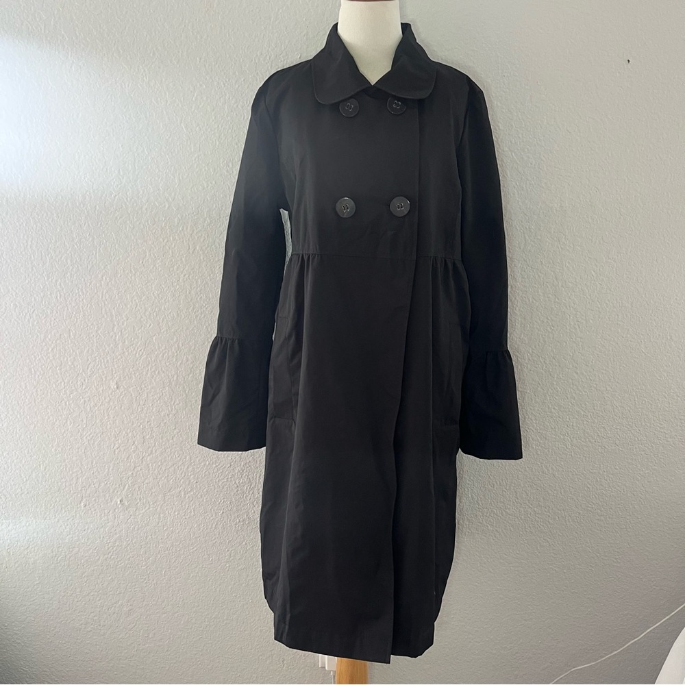 Bernardo nylon black double breasted coat Size Large